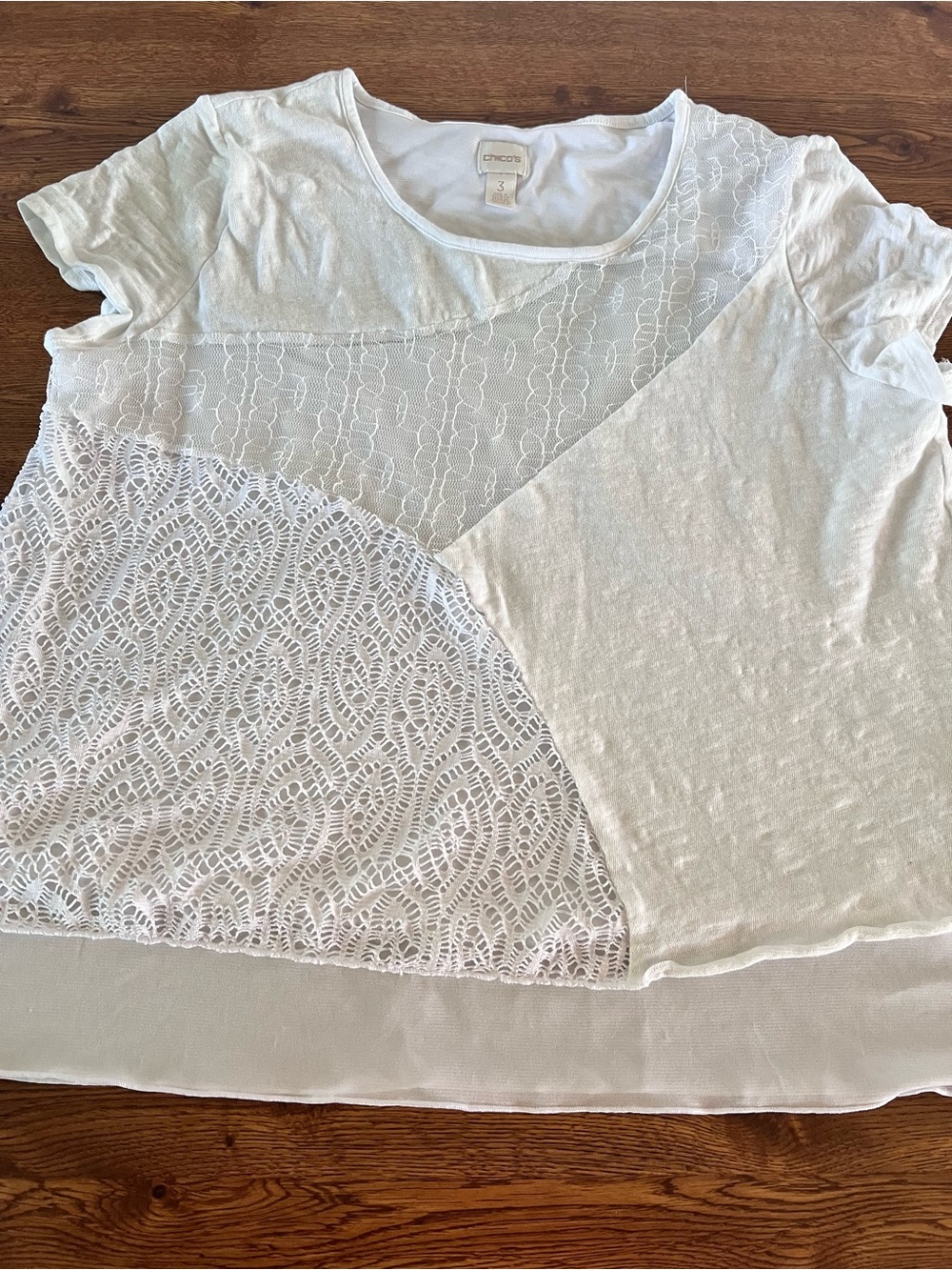 Womens Chico's Size 3 US XL White Lace Blouse